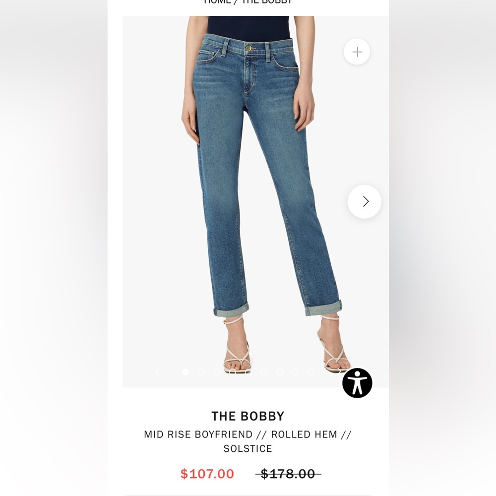 JOE’S BOYFRIEND CROP, ROLLED HEM JEANS. NWT Size 32.